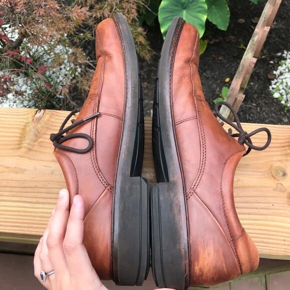 Ecco Brown Lace Up Leather Dress Shoes Casual - Picture 8 of 9